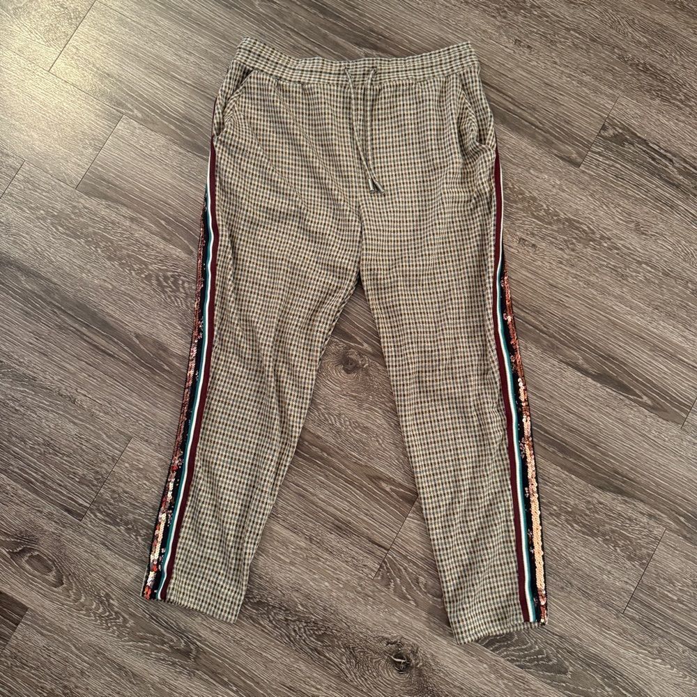 Anthropologie Maeve Bettie Tapered Trousers Sequin Side Stripe
